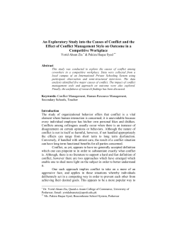 An Exploratory Study into the Causes of Conflict and the Effect of