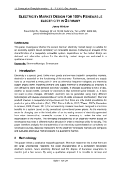ELECTRICITY MARKET DESIGN FOR 100