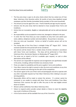 Free Prize Draw Terms and Conditions &bull; The free