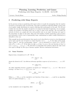 Planning, Learning, Prediction, and Games Predicting with Many