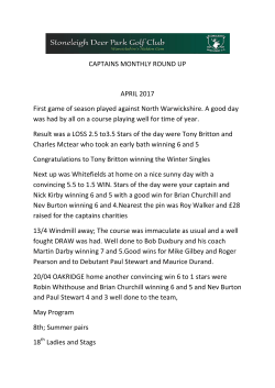 CAPTAINS MONTHLY ROUND UP APRIL 2017 First game of