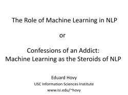 On the Role of Machine Learning in NLP