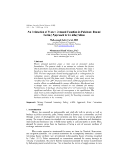An Estimation of Money Demand Function in Pakistan: Bound