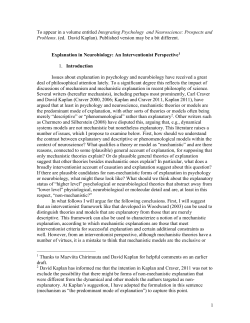 Explanation in Neurobiology: An Interventionist Perspective