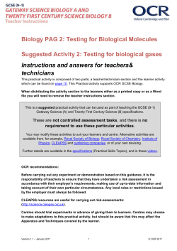 PAG Activity - Biology - Testing for biological molecules