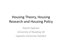Housing Theory, Housing Research and Housing Policy