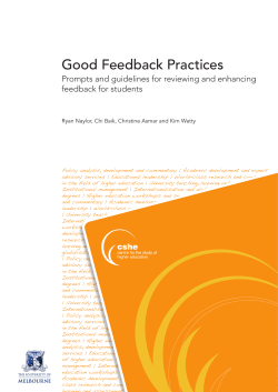 Good Feedback Practices - Melbourne CSHE