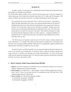 Section #6 1 Part I: Extract 1940 Census Data from