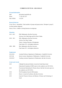 CURRICULUM VITAE &ndash; GILI GOLAN