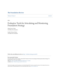 Evaluative Tools for Articulating and Monitoring Foundation Strategy