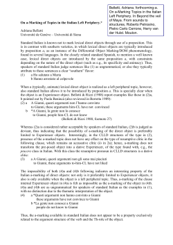 On a-Marking of Topics in the Italian Left Periphery.* Adriana Belletti