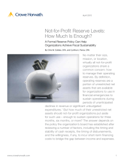 Not-for-Profit Reserve Levels: How Much Is
