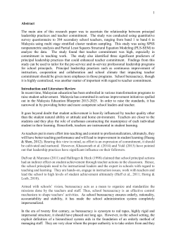 Effectiveness and School - Malaysian Online Journal of Educational