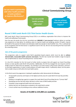 Round 3 NHS Leeds North CCG Third Sector Health Grants Grants
