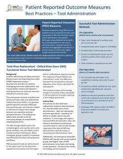 Patient Reported Outcome Measures