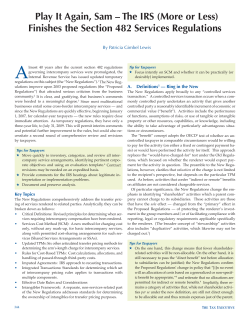 Play It Again, Sam &ndash; The IRS (More or Less) Finishes the Section