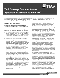 TIAA Brokerage Customer Account Agreement (Investment