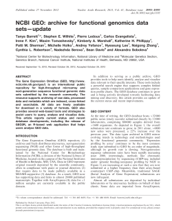 NCBI GEO: archive for functional genomics data sets&mdash;update