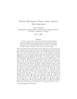 Abstract Elementary Classes - University of Illinois at Chicago