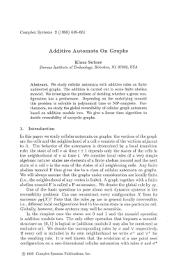 Additive Automata On Graphs