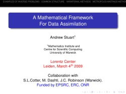 A Mathematical Framework For Data Assimilation