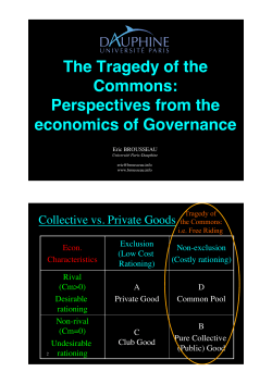 The Tragedy of the Commons: Perspectives from the economics of