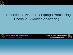 Introduction to Natural Language Processing Phase 2: Question