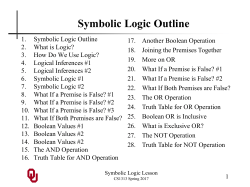 CS1313 Symbolic Logic Lesson