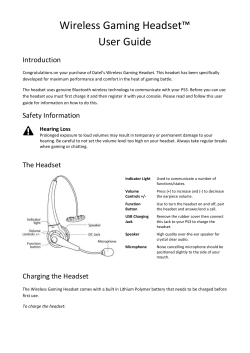 Wireless Gaming Headset™ User Guide Introduction