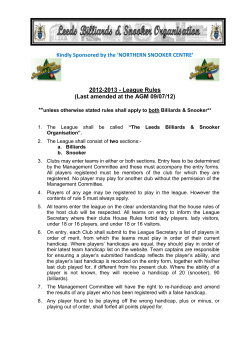 2012-2013 - League Rules (Last amended at the AGM 09/07/12)