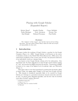 Playing with Google Scholar (Expanded Report)