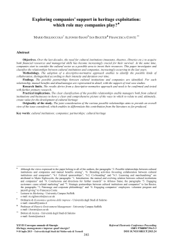 Exploring companies` support in heritage exploitation: which role