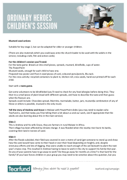 Mustard seed actions Suitable for key stage 2, but can be adapted