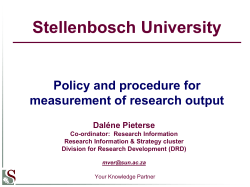 Calculation of subsidy units - Stellenbosch University Library