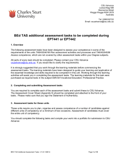 BEd TAS additional assessment tasks to be completed during
