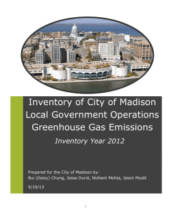2012 Inventory of City of Madison Local Government Operations
