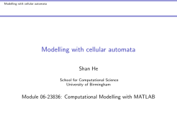 Modelling with cellular automata