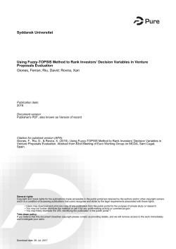 Syddansk Universitet Using Fuzzy-TOPSIS Method to Rank