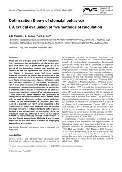 Optimization theory of stomatal behaviour I. A