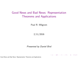 Good News and Bad News: Representation Theorems