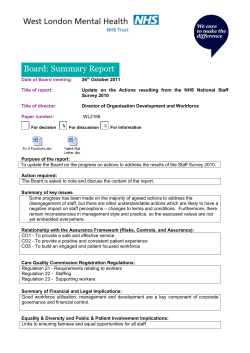 progress update on agreed actions from the 2010 staff survey