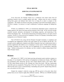 FINAL ROUND SERVING UP SUPPLEMENTS GENERAL FACTS