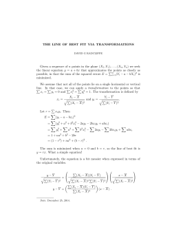 THE LINE OF BEST FIT VIA TRANSFORMATIONS Given a