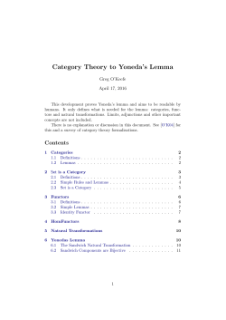 Category Theory to Yoneda`s Lemma