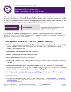 Assess Legal | Dementia Capable Communities Toolkit