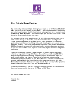 Dear potential Team Captain - Big Brothers Big Sisters of Central