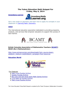 The Yukon Education Math Snippet For Friday, May 9, 2014
