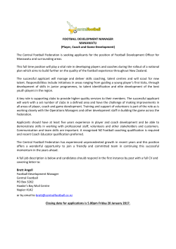 FOOTBALL DEVELOPMENT MANAGER MANAWATU (Player