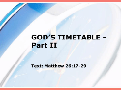 GOD`S TIMETABLE - Part II
