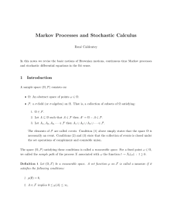 Markov Processes and Stochastic Calculus